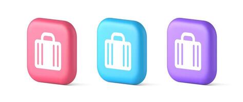 Suitcase baggage briefcase button office business accessory travel tourism element 3d icon vector