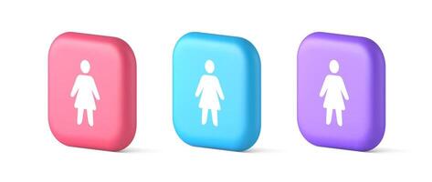 Woman silhouette staff member unrecognizable person button user profile interface 3d icon vector