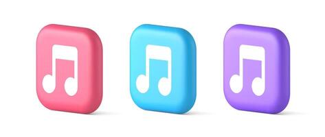 Music note audio sound button audio sound listening production 3d realistic icon vector