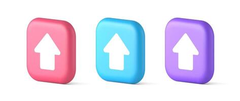 Arrow up button directional pointer cyberspace cursor 3d realistic speech bubble icon vector