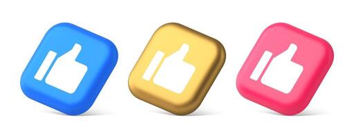 Thumb up like cool button cyberspace approve acceptance communication 3d realistic isometric icon vector