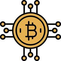 bitcoin bitcoin línea lleno icono vector