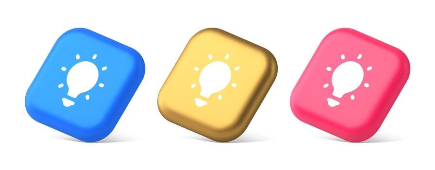 ligero bulbo iluminado innovación idea botón lluvia de ideas creativo solución 3d isométrica icono vector