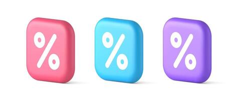 Percent button mathematical counting financial business investment 3d realistic speech bubble icon vector