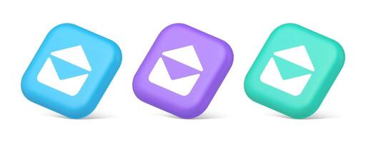 Email open envelope letter received incoming message button 3d realistic isometric icon vector