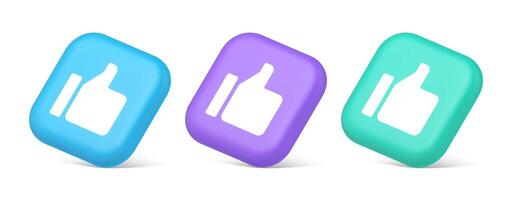 Thumb up like cool button cyberspace approve acceptance communication 3d realistic isometric icon vector