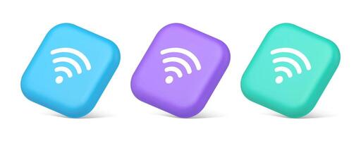 Wi fi internet connection button high speed wireless cyberspace digital network 3d isometric icon vector