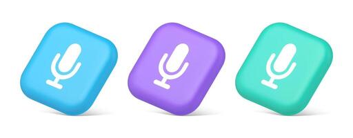 Microphone voice sound recording broadcasting button web app media communication 3d isometric icon vector