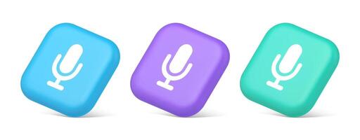 Microphone voice sound recording broadcasting button web app media communication 3d isometric icon vector