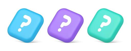 Question mark button advise attention answer FAQ point internet info support 3d isometric icon vector