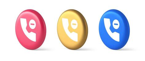 Phone call delete contact communication button voice conversation web interface app 3d isometric circle icon vector