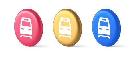 Train railway subway locomotive button rail passenger transportation travel 3d realistic isometric circle icon vector