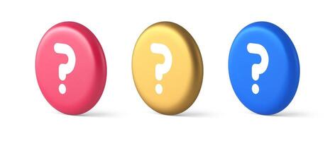 Question mark button advise attention answer FAQ point internet info support 3d isometric circle icon vector