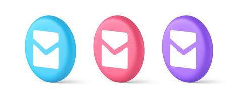 Email letter incoming message closed envelope mobile application button 3d realistic isometric circle icon vector