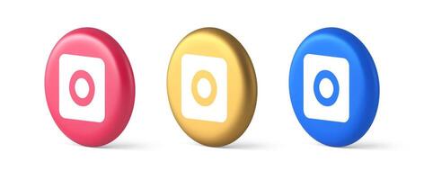 Camera photo shooting button multimedia content creation web application 3d isometric circle icon vector