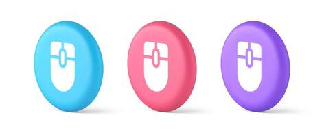Mouse computer scrolling device cursor button click control cyberspace interface 3d isometric circle icon vector