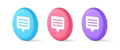 Chat box button social networks texting internet communication 3d isometric circle icon vector