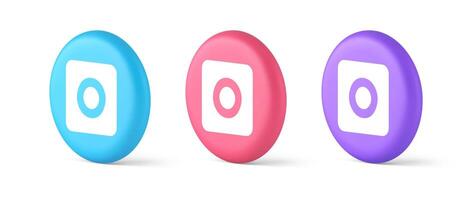 Camera photo shooting button multimedia content creation web application 3d isometric circle icon vector