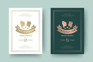 Wedding invitation save the date card typographic elegant template illustration. vector