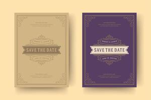 Wedding invitation save the date card typographic elegant template illustration. vector