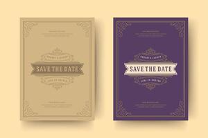 Wedding invitation save the date card typographic elegant template illustration. vector