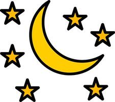 Moon Line Filled Icon vector