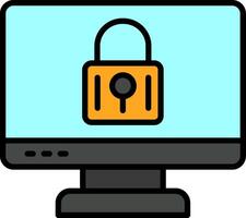 Locked Computer Line Filled Icon vector