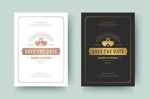 Wedding invitation save the date card typographic elegant template illustration. vector