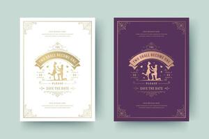 Wedding invitation save the date card typographic elegant template illustration. vector