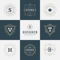 Retro Vintage Insignias or Logotypes set design elements vector