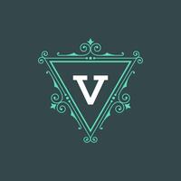 Flourishes calligraphic monogram emblem template vector