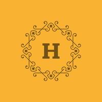 Flourishes calligraphic monogram emblem template vector