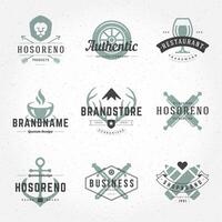 Retro Hand Drawn Logos Templates Set. vector