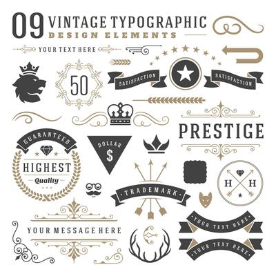 Retro vintage typographic design elements
