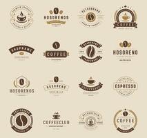 café tienda logotipos, insignias y etiquetas diseño elementos conjunto vector