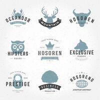 Retro Vintage Logotypes or insignias Hand drawn style set vector