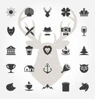 Retro Hand Drawn Objects and Icons Design Elements vector