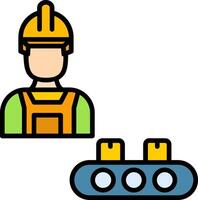 Industrial Worker Line Filled Icon vector