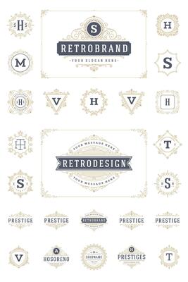 Set Luxury Logos template flourishes calligraphic