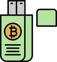 Bitcoin Drive Line Filled Icon vector