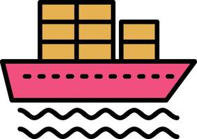 Container Ship Line Filled Icon vector