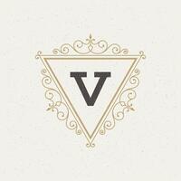 Flourishes calligraphic monogram emblem template vector