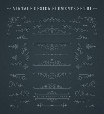 Vintage Swirls Ornaments Decorations Design Elements