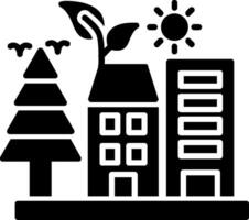 icono de glifo de ciudad verde vector