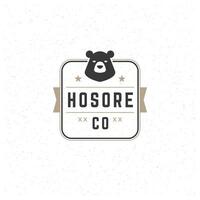 Bear Logotype Design Element in Vintage Style Badge Retro vector