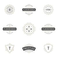 Retro Vintage Insignias or Logotypes set design elements vector