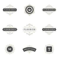 Royal Logos Design Templates Set, Flourish Calligraphic Elegant Ornament lines. vector