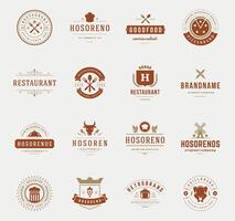 Vintage Restaurant Logos Design Templates Set. vector