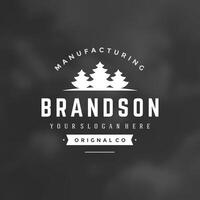 Fir Trees Logo Template. Design Element Vintage Style for Logotype vector