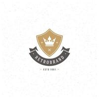 King Crown Logo Template. Design Element Vintage Style for Logotype, Label, Badge, Emblem vector